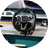 HORI Racing Wheel Overdrive For Xbox One & PC set up on a gaming desk.