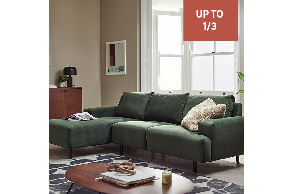 Save up to 1/3 on selected living room furniture.