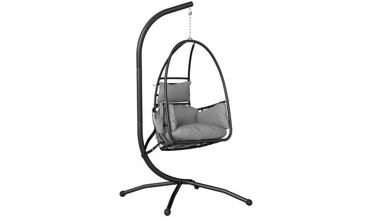 Outsunny Garden Egg Swing Chair with Steel Frame - Dark Grey