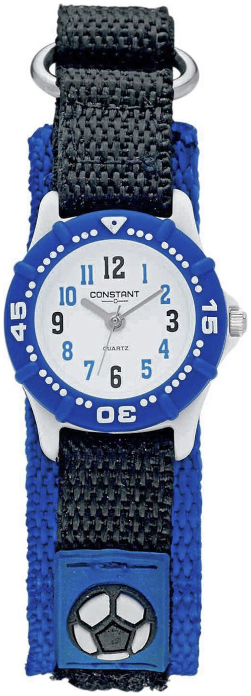 Constant Black and Blue Nylon Velcro Strap Football Watch
