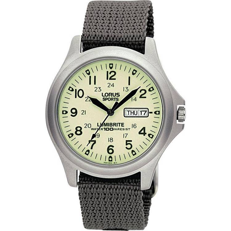 Lorus Men's Lumibrite Grey Fabric Web Strap Watch 0
