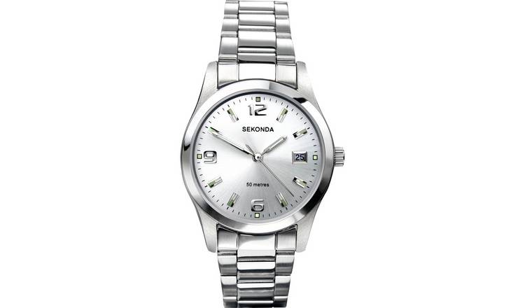 Buy Sekonda Men s Stainless Steel Silver Dial Bracelet Watch Men s watches Argos