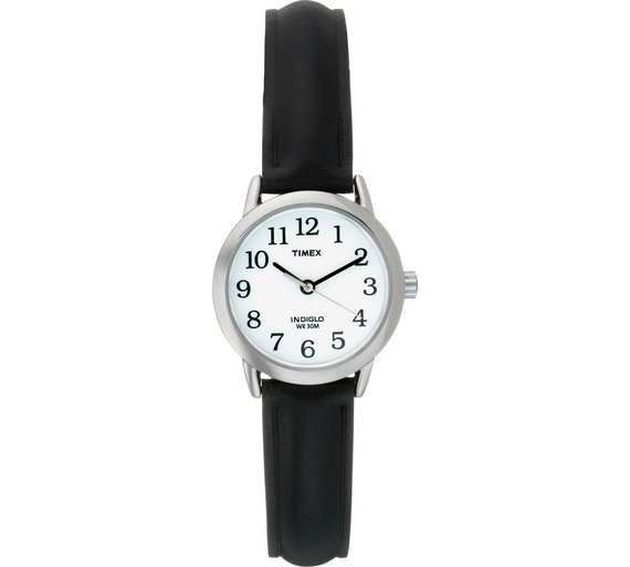 Buy Timex Ladies' White Dial Black Leather Strap Watch at Argos.co.uk ...