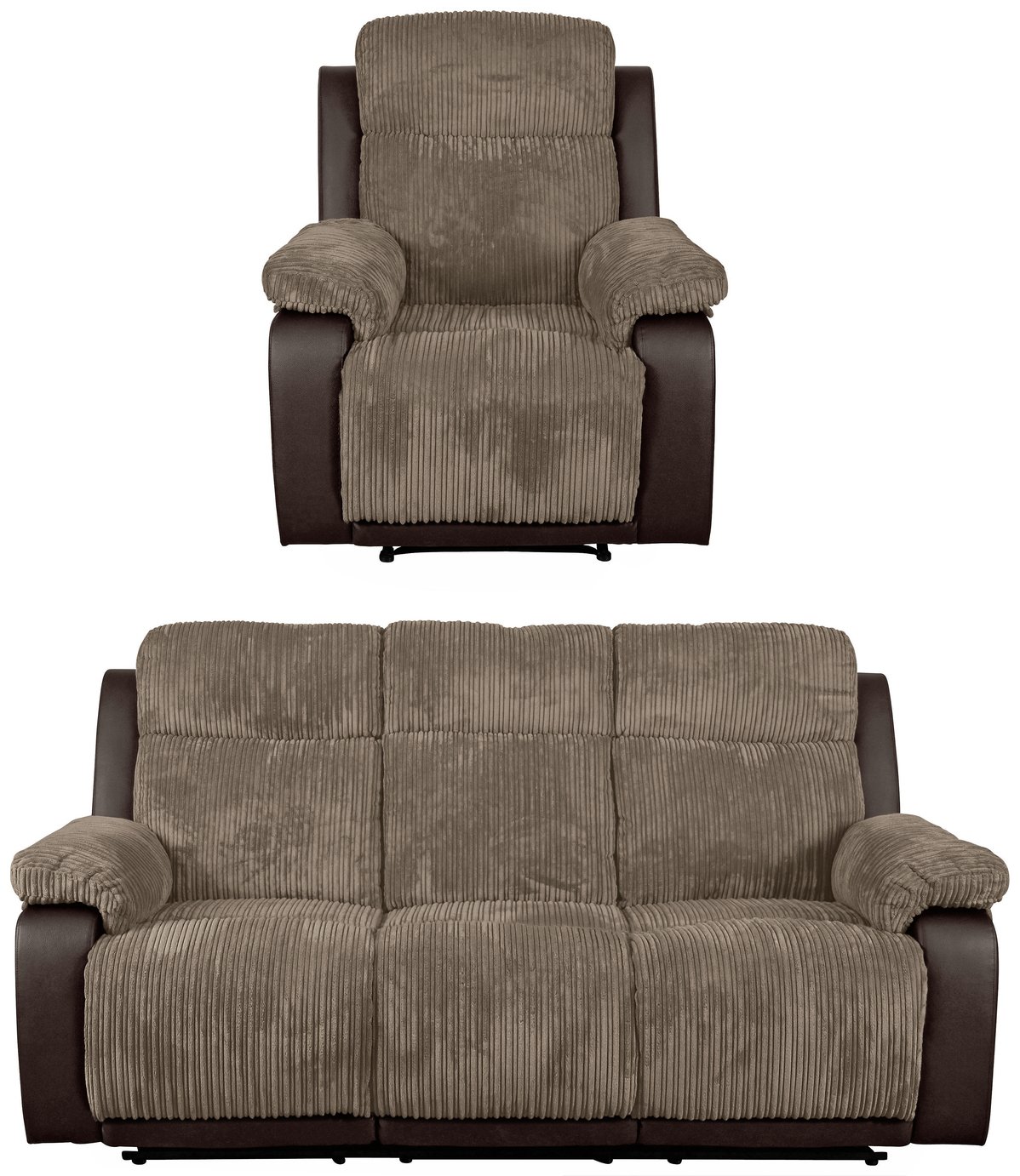 Argos Home Bradley Chair & 3 Seater Recliner Sofa - Natural