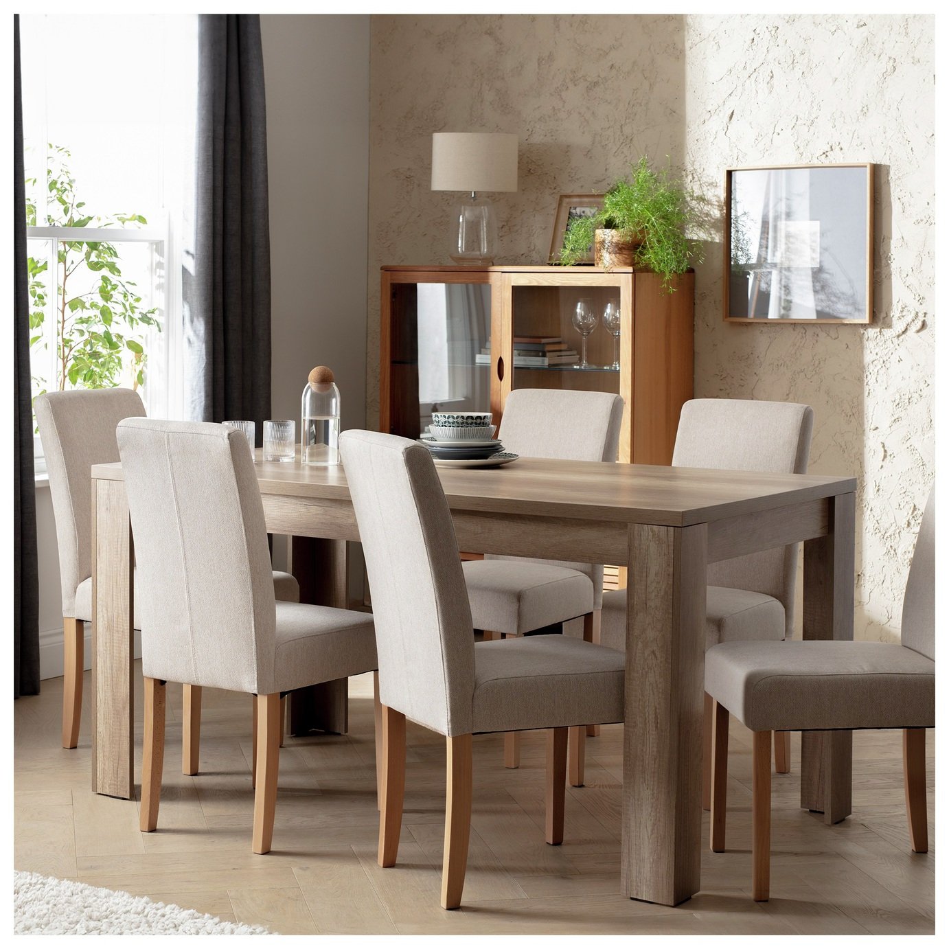 Argos Home Preston Wood Effect 6 Seater Dining Table - Oak