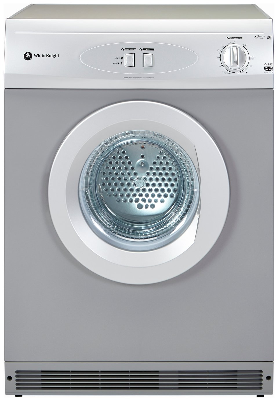 White Knight C44AS Vented Tumble Dryer - Silver