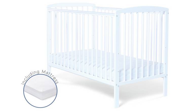 baby elegance alex cot bed with mattress white