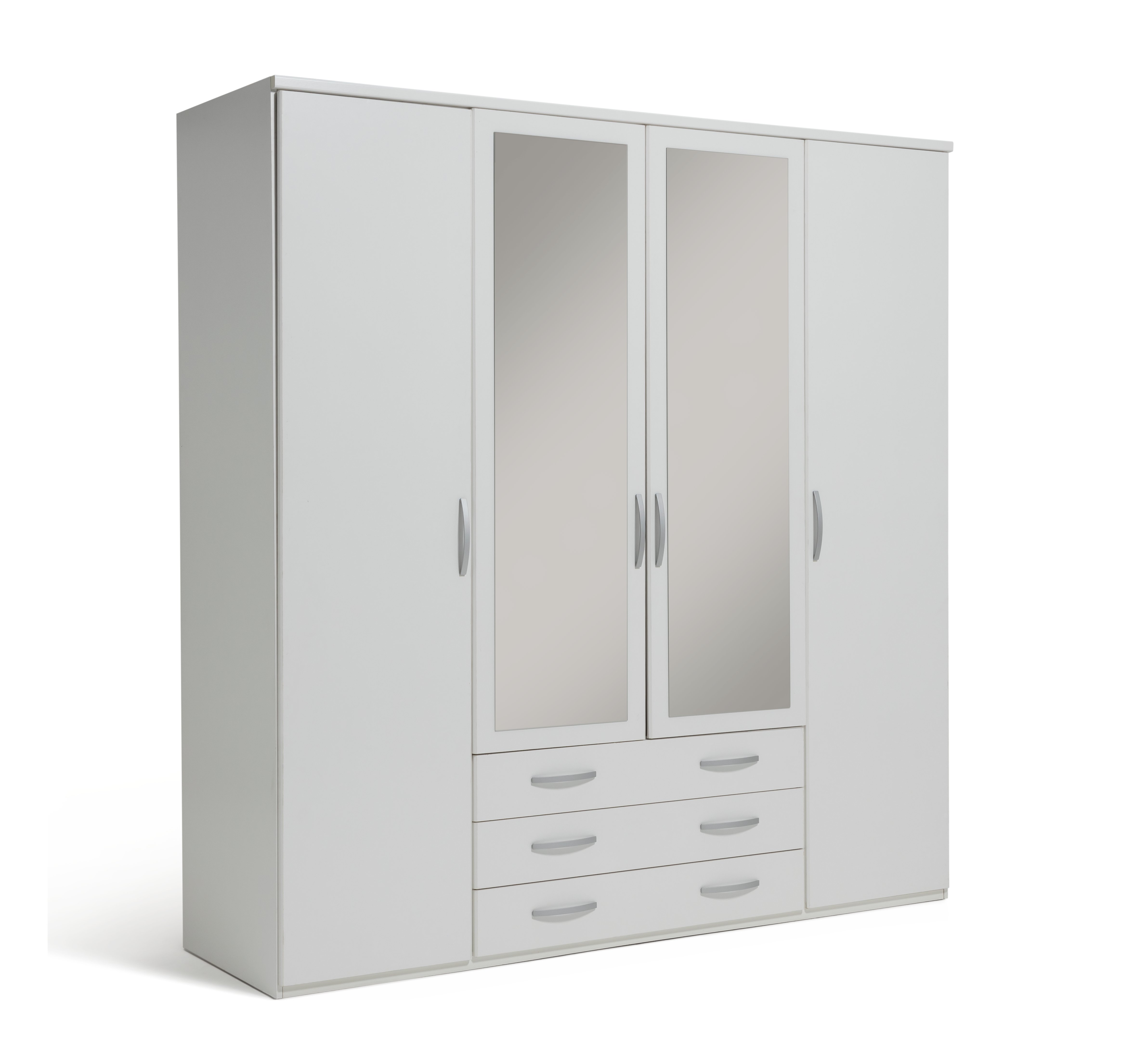 Argos Home Hallingford 4Dr 3 Drw Mirror Wardrobe - White