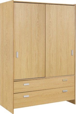 Argos Home Capella 2 Door 2 Drw Sliding Wardrobe - Oak Eff