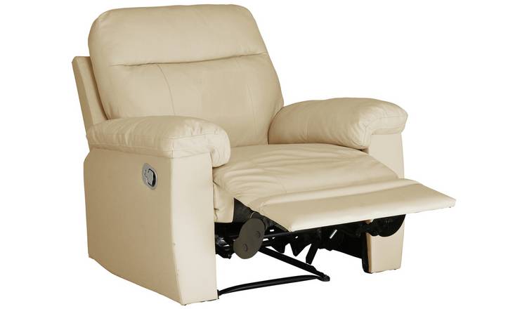 Ivory leather recliner deals chair