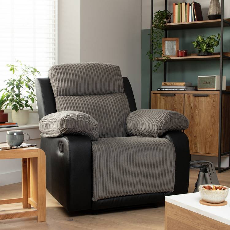 Argos Home Bradley Fabric Manual Recliner Chair - Charcoal 0