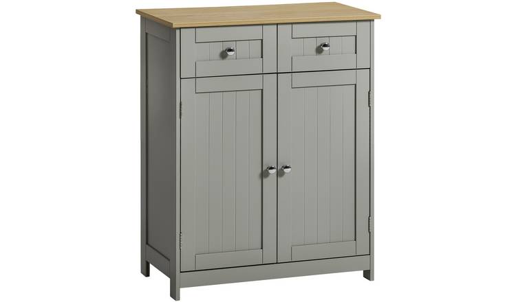 Bath Vida Priano 2 Drawer 2 Door Freestanding Cabinet - Grey and Oak