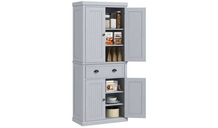 HOMCOM Adjustable Freestanding Pantry Cabinet with Drawer - Grey