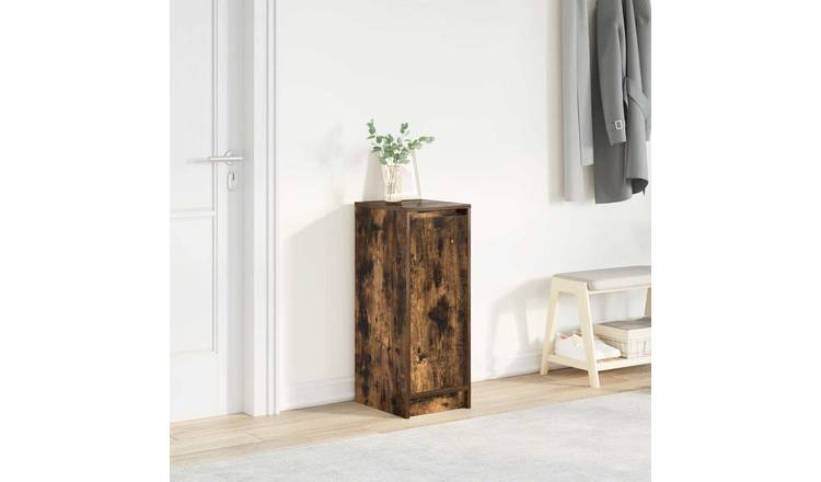 Walplus Engineered Wood Shoe Cabinet - Smoked Oak - 29.5 x 34 x 76 cm