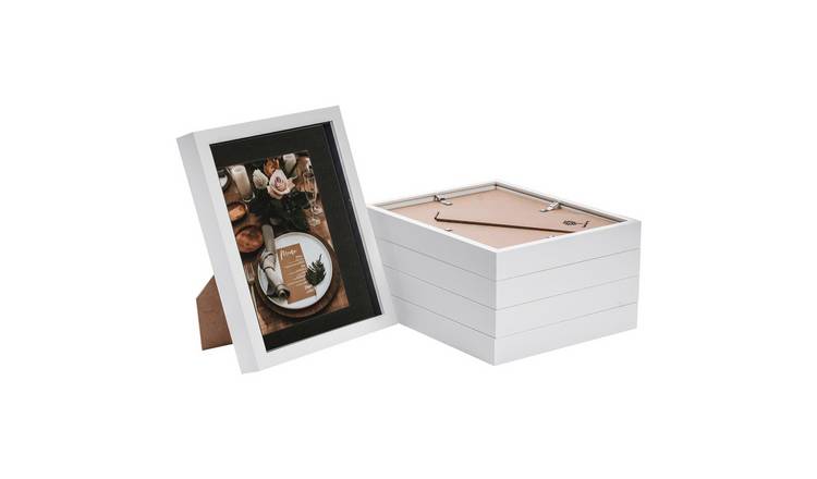 Nicola Spring 3D Box Photo Frames - 8 x 10" with Mount - Set of 5 - White