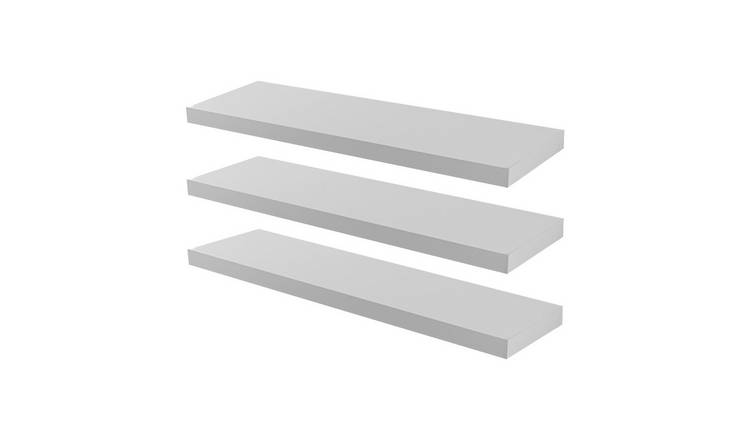 Harbour Housewares Modern Style Floating Wall Shelves - White - Set of 6