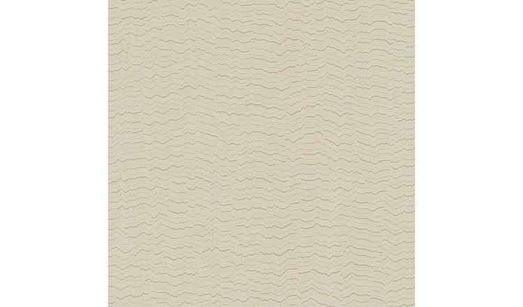 Grandeco Boutique Yoro Sand Dune Wave Embossed Metallic Wallpaper - Taupe