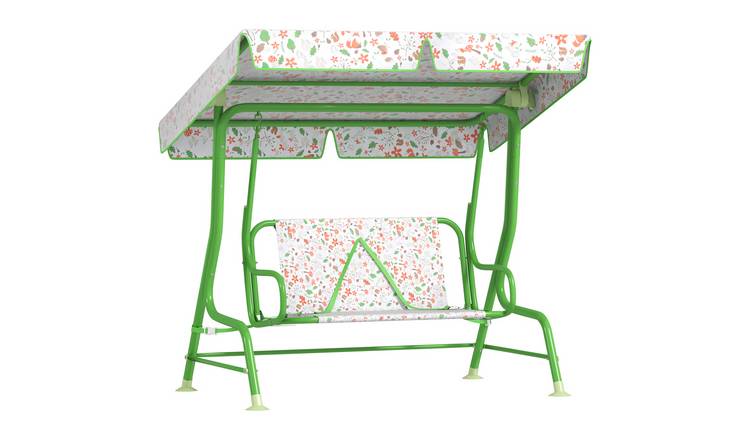 AIYAPLAY Adjustable Canopy Safety Belt 2 Seater Kids Swing Seat - Green