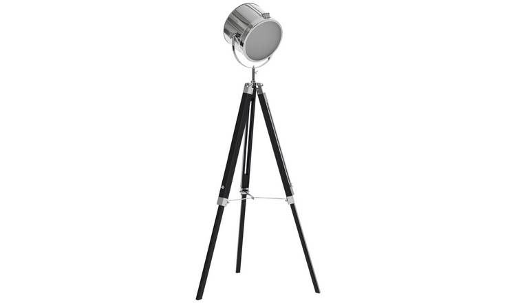 HOMCOM Tripod Floor Lamp Wood and Steel - Silver