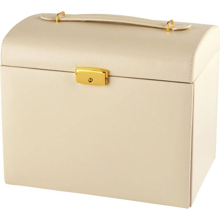 Cream Faux Leather Large Three Drawer Jewellery Box 0