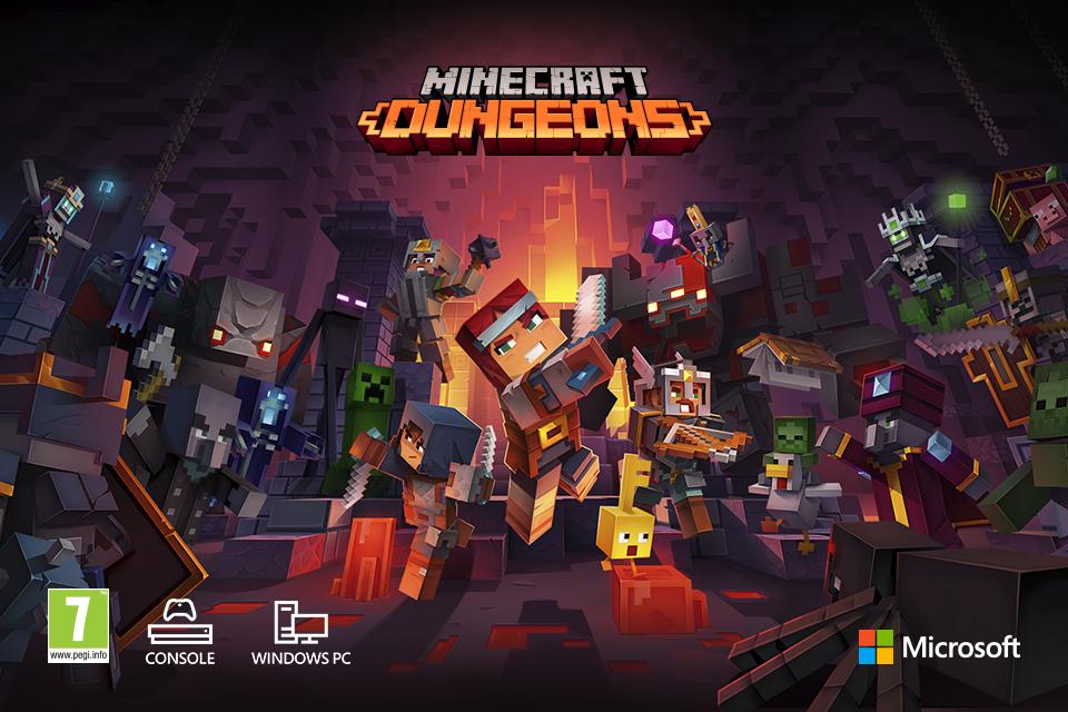 Image shows a scene from the Minecraft Dungeons universe.