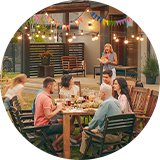 Friends and family having an outdoor party.