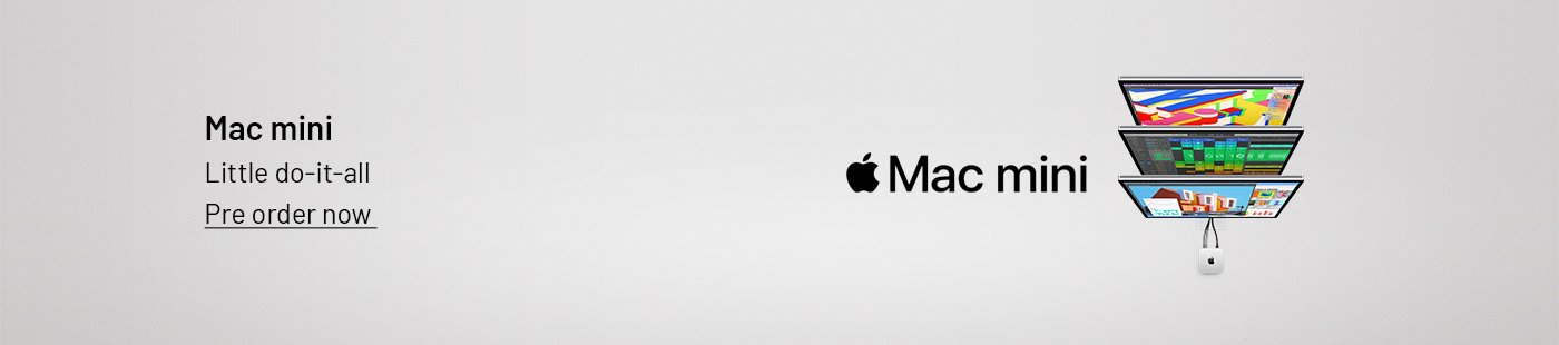 Apple Mac mini. Mac mini. Little do-it-all. Pre order now.
