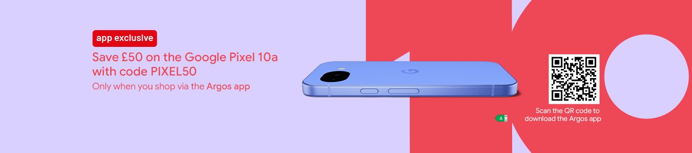 App exclusive. Save £50 on the Google Pixel 10a with code PIXEL50. Only when you shop via Argos app.