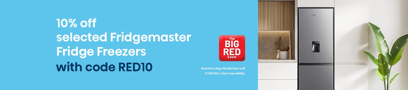 The Big Red Event. 10% off selected fridgemaster fridge freezers with code RED10.