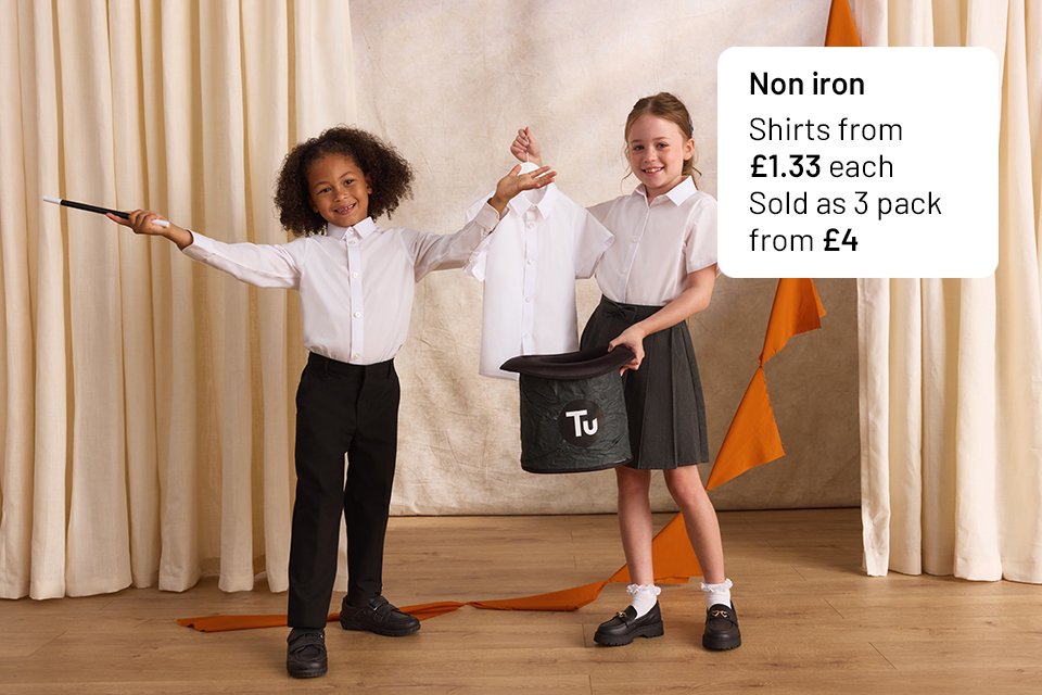 Shirts & blouses. Non-iron - designed to save time and effort on busy school mornings.