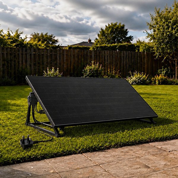 What is plug & play solar? Plug and play solar is a new and simple small solar energy system designed to connect to a home through a mains socket.
