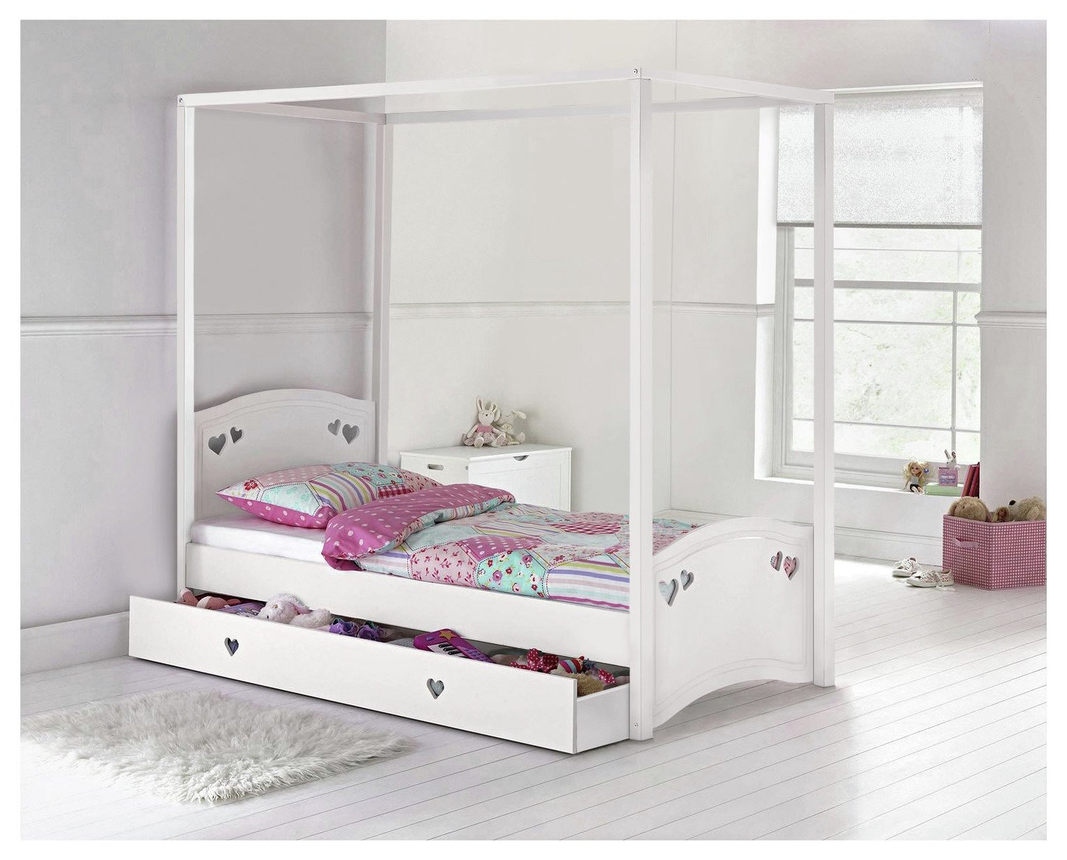 Argos Home Mia Single 4 Poster Bed Frame - White