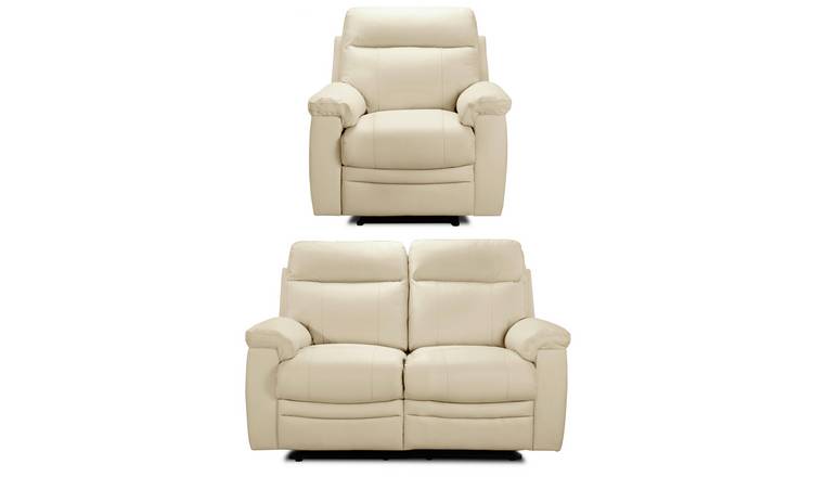 Argos Home Paolo Chair & 2 Seater Manual Recline Sofa -Ivory