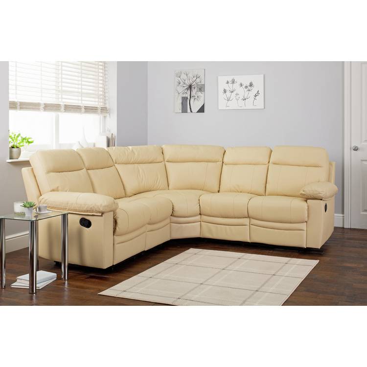 Argos Home Paolo Leather Manual Recliner Corner Sofa -Black 0