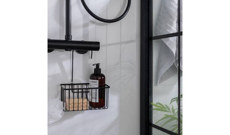 Argos Home Shower Basket With Hook - Black