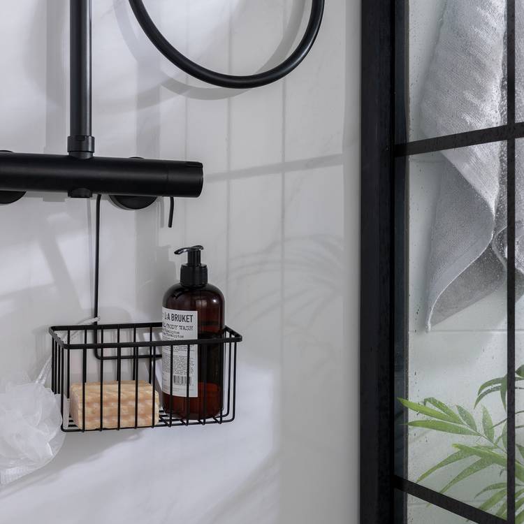 Argos Home Shower Basket With Hook - Black 0