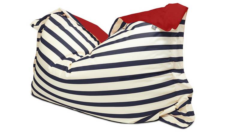 rucomfy Stripe Indoor Outdoor Bean Bag - Blue & White