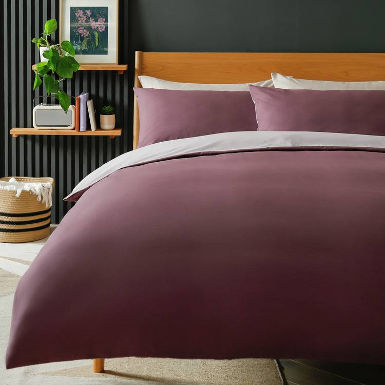 Habitat Polycotton Purple Reversible Bedding Set - Single 0