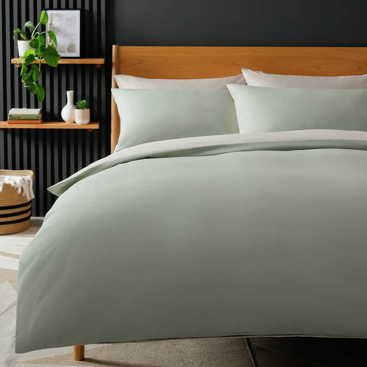 Habitat Polycotton Green Reversible Bedding Set - Single 0