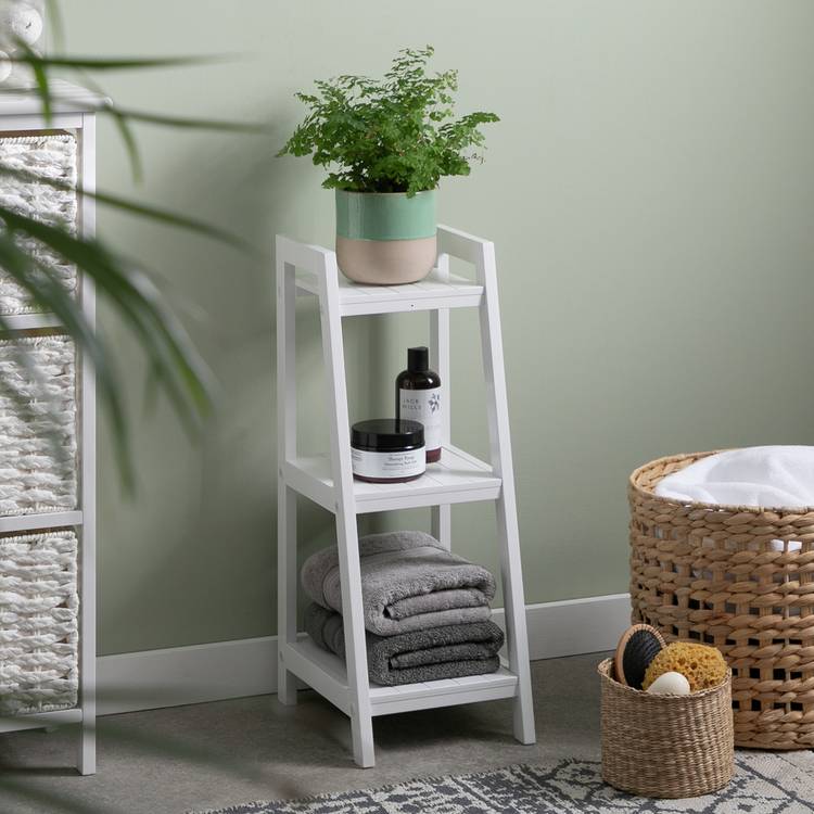 Argos Home 3 Tier Tongue & Groove Bathroom Shelves - White 0