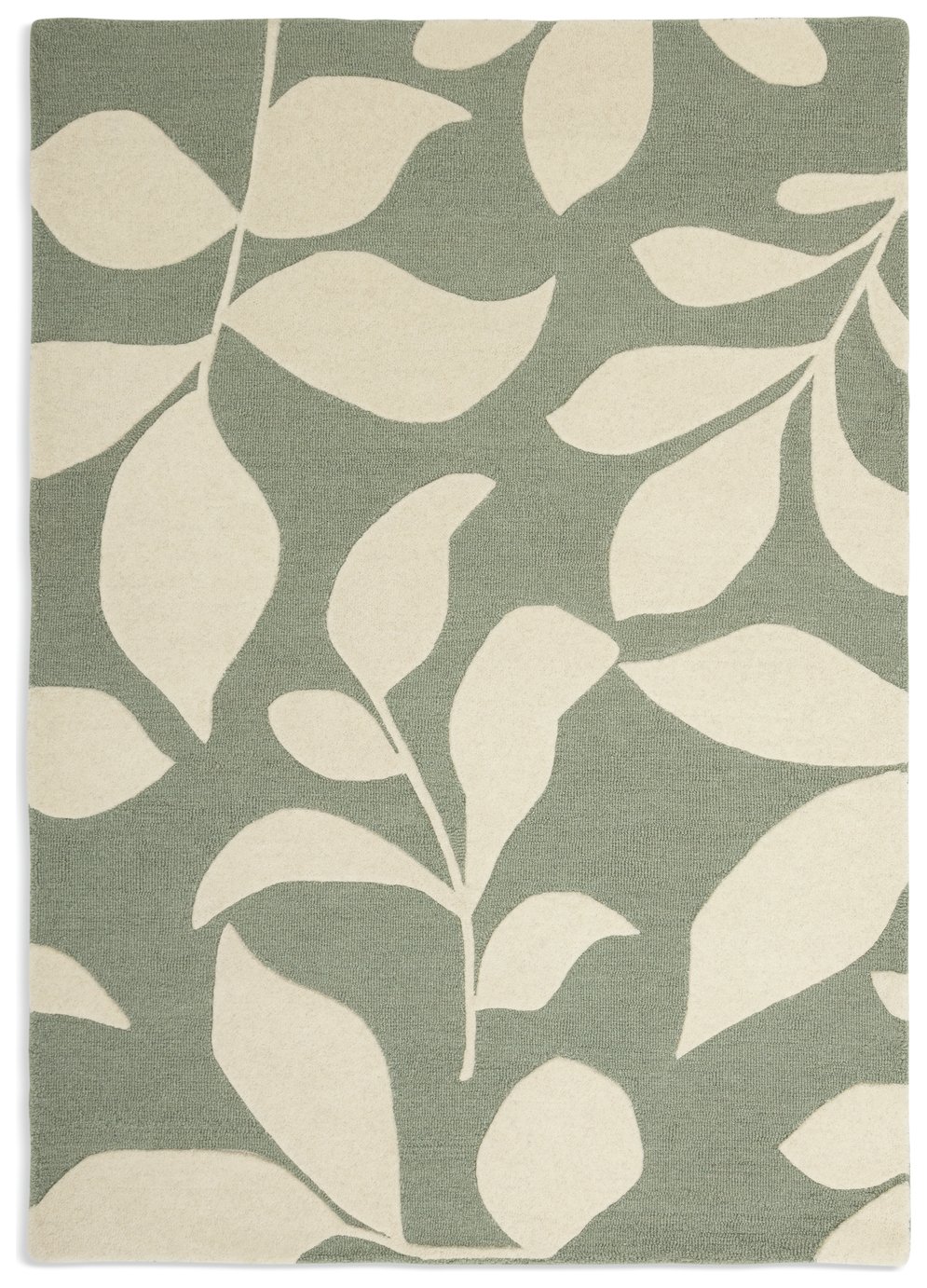 Habitat Verdant Leaf Patterned Wool Tufted Rug - 160x230cm