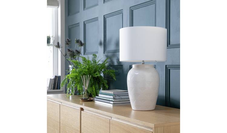 Argos Home Embossed Bee 50cm Ceramic Table Lamp - Cream