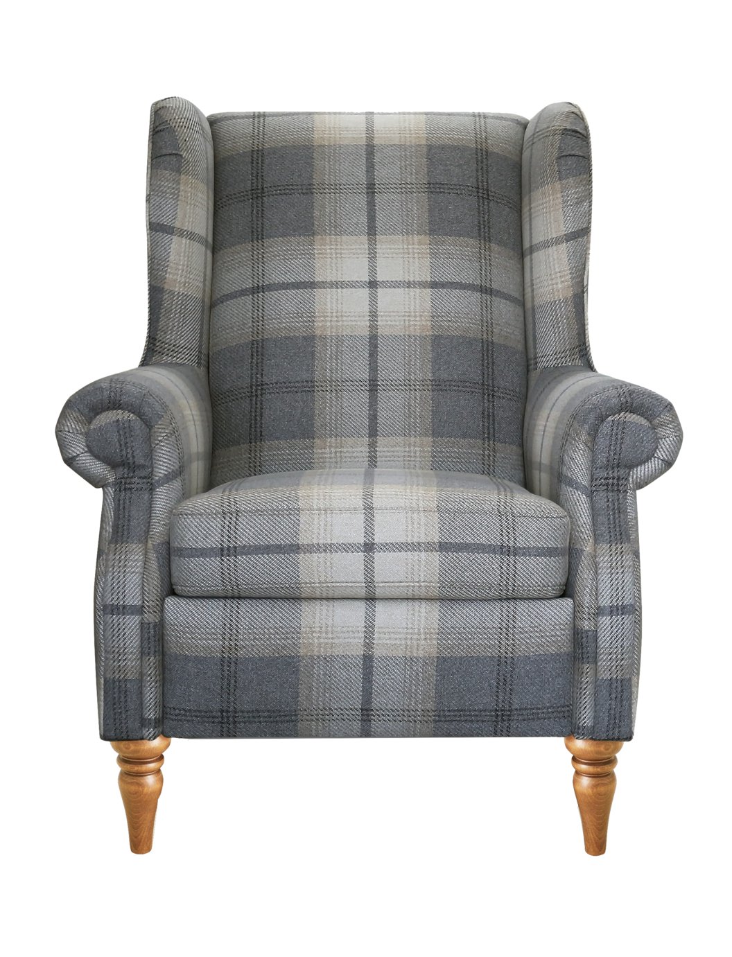 Argos Home Argyll Fabric Wingback Chair - Light Grey Check