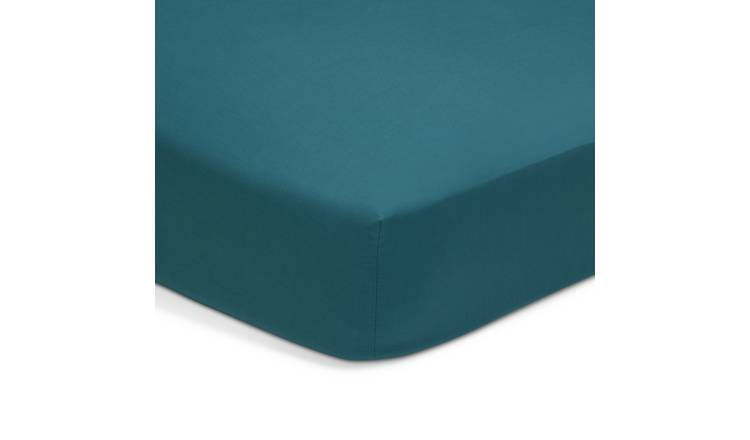 Habitat Cotton Rich 180 TC Petrol Fitted Sheet - Single