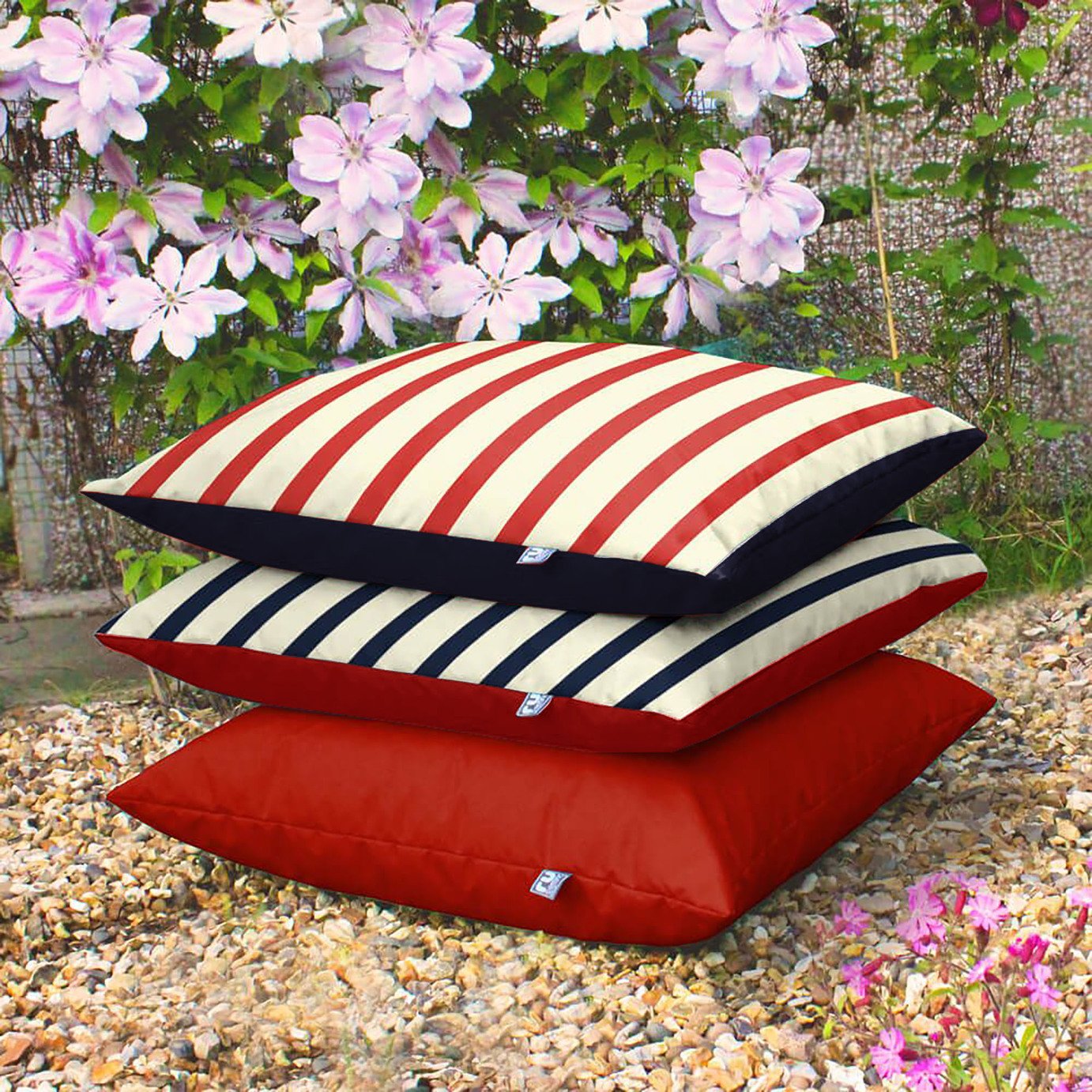 rucomfy Stripe Indoor Outdoor Bean Bag - Red