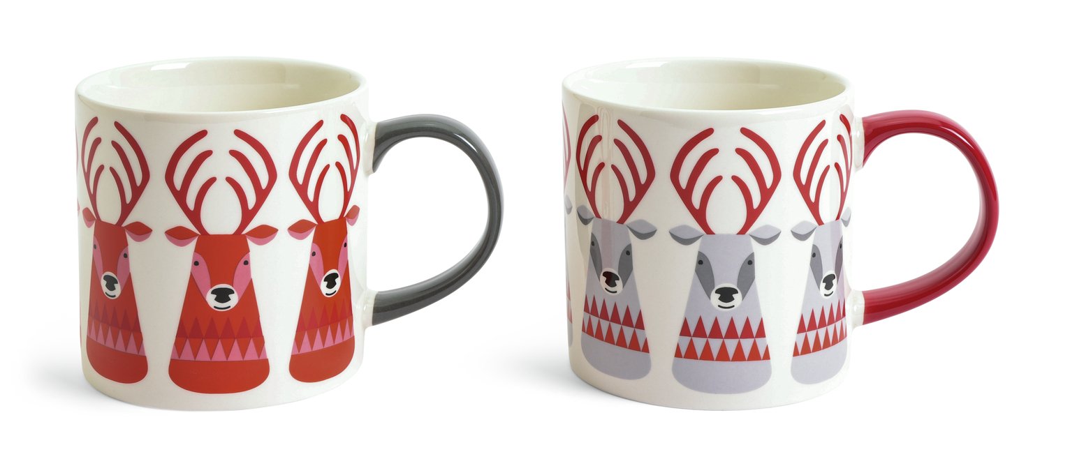 Habitat Stag Set of 2 Mug - Multicoloured