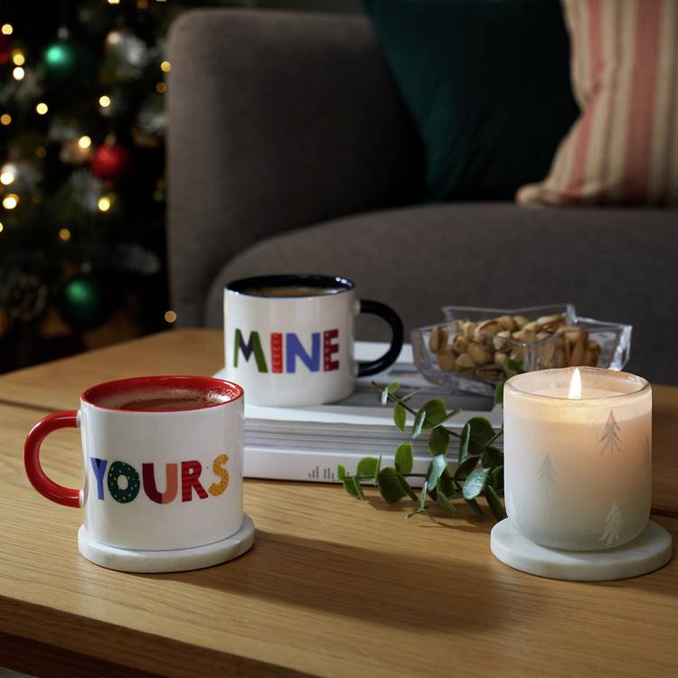 Habitat Mine and Yours Set of 2 Porcelain Mug - Multicolour 0