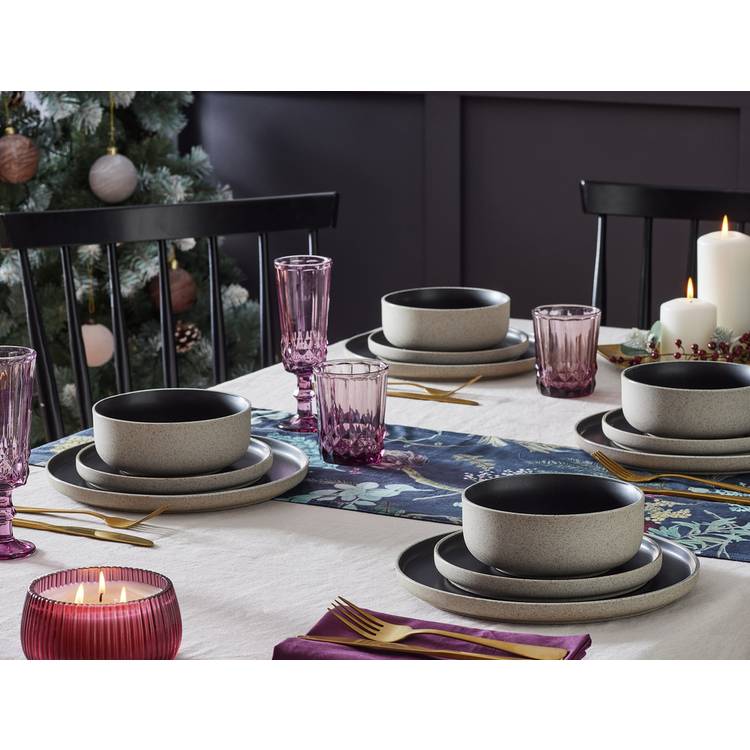 Habitat Raw Edge Speckle 12 Piece Dinner Set - Black 0