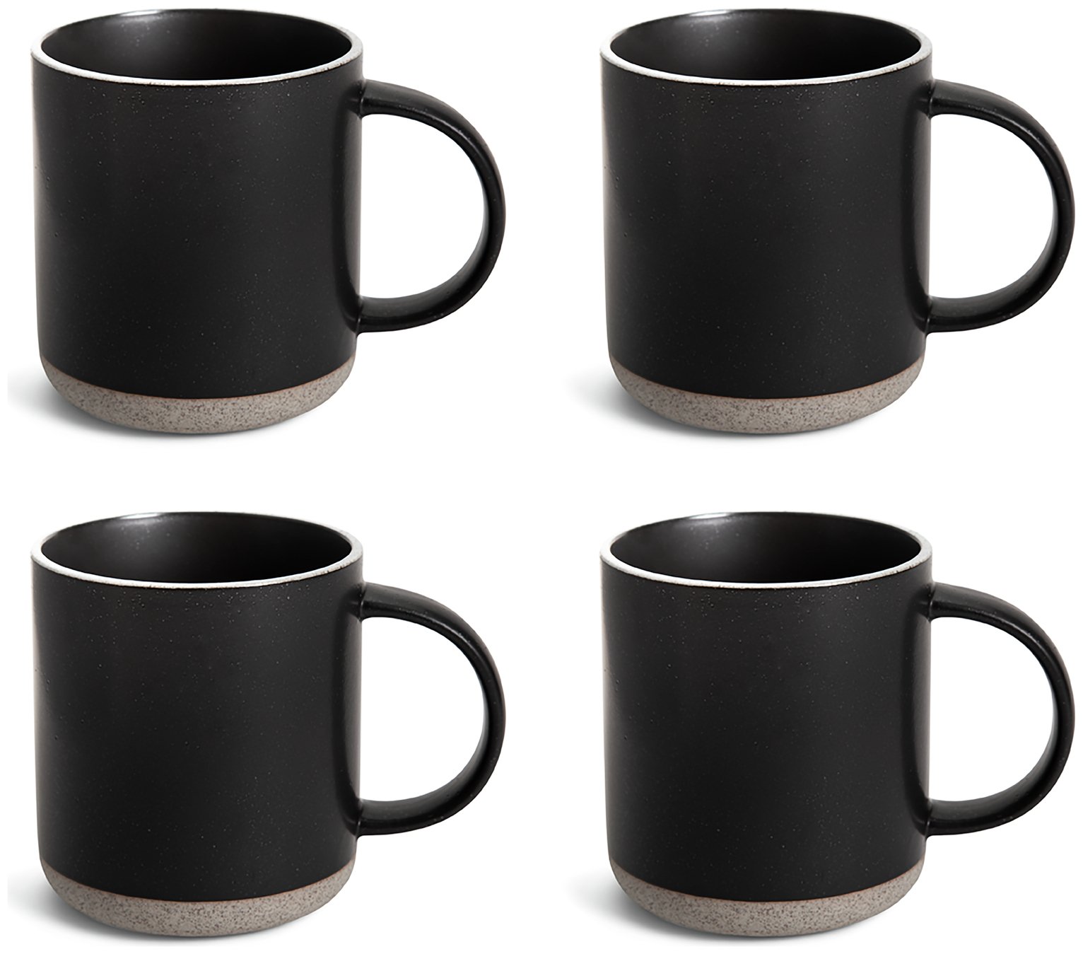 Habitat Raw Edge Set of 4 Stoneware Mug - Black