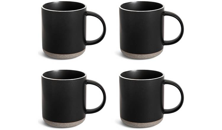Habitat Raw Edge Set of 4 Stoneware Mug - Black